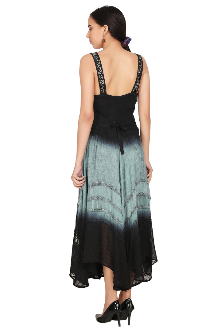 Tri Color Acid Wash Maxi Dress 1466