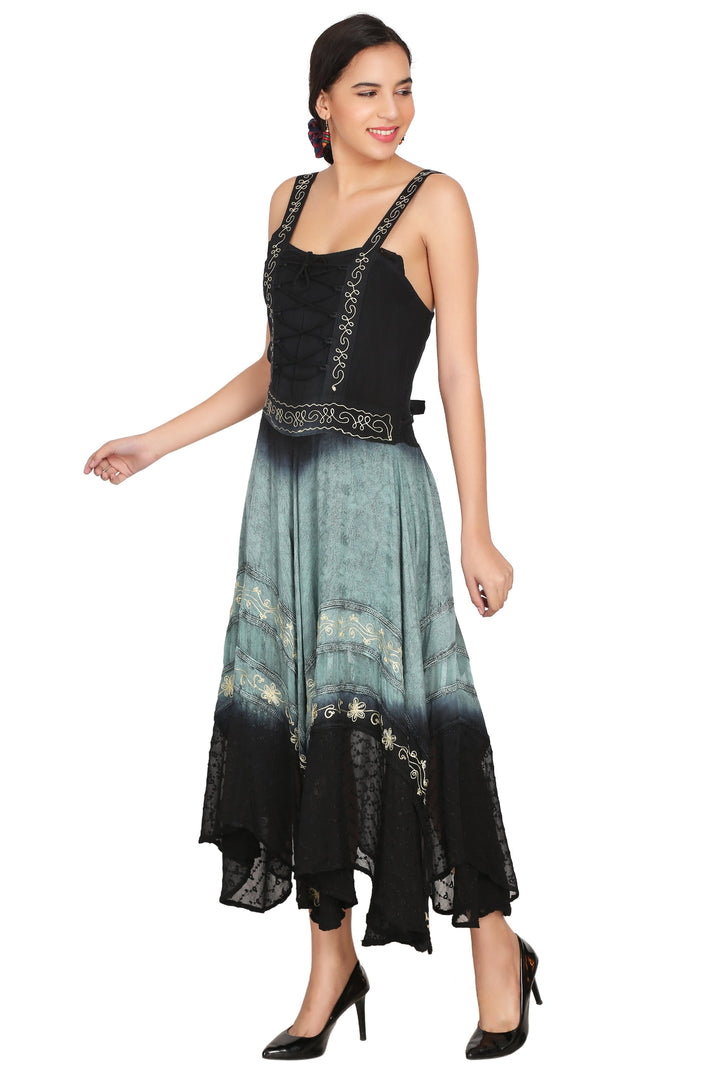 Tri Color Acid Wash Maxi Dress 1466