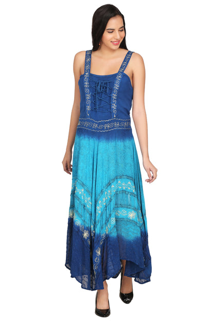 Tri Color Acid Wash Maxi Dress 1466