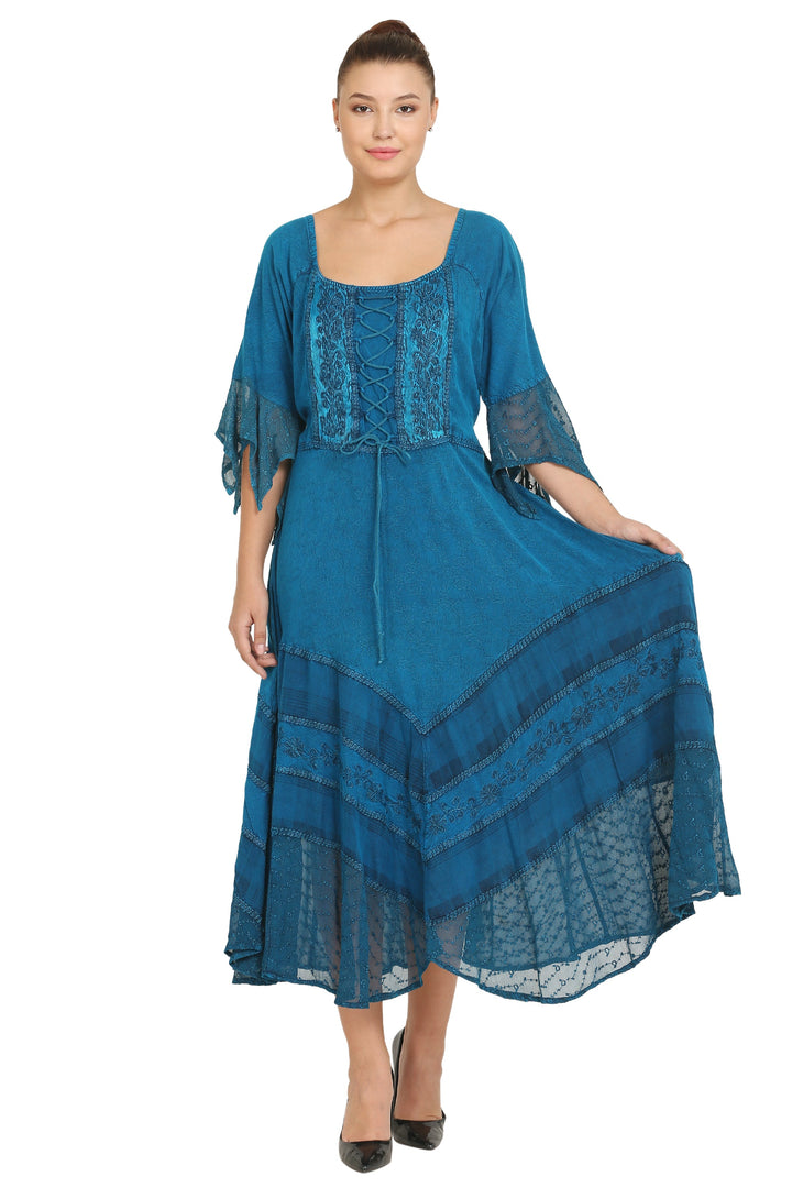 Corset Acid Wash Maxi Dress 15224