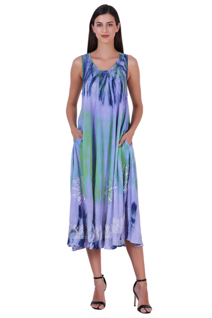 Block Print Tie Dye Maxi Dress 482104