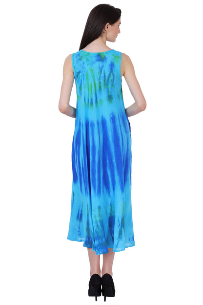 Block Print Tie Dye Maxi Dress 482104