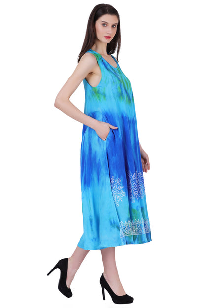 Block Print Tie Dye Maxi Dress 482104