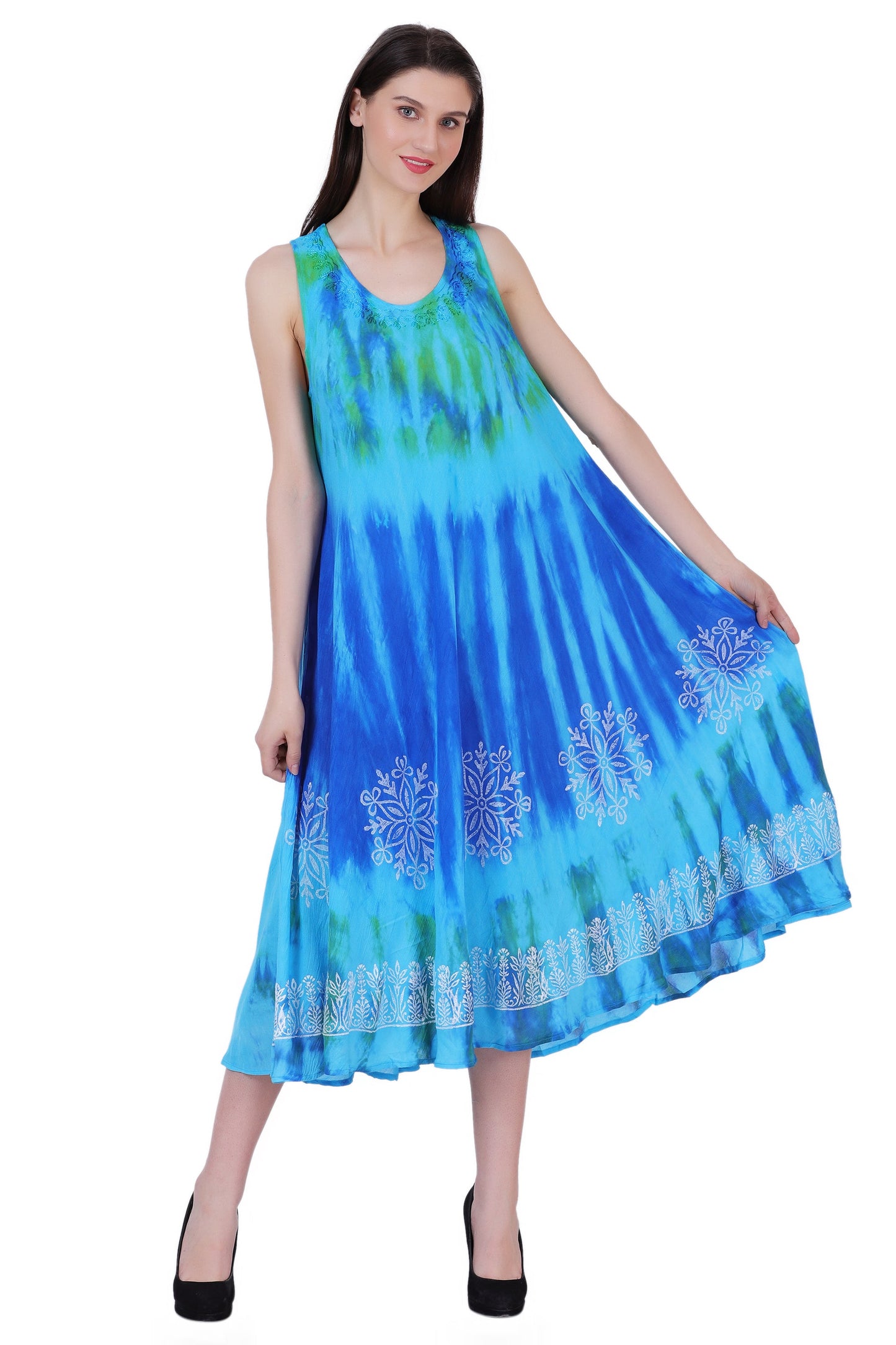 Block Print Tie Dye Maxi Dress 482104