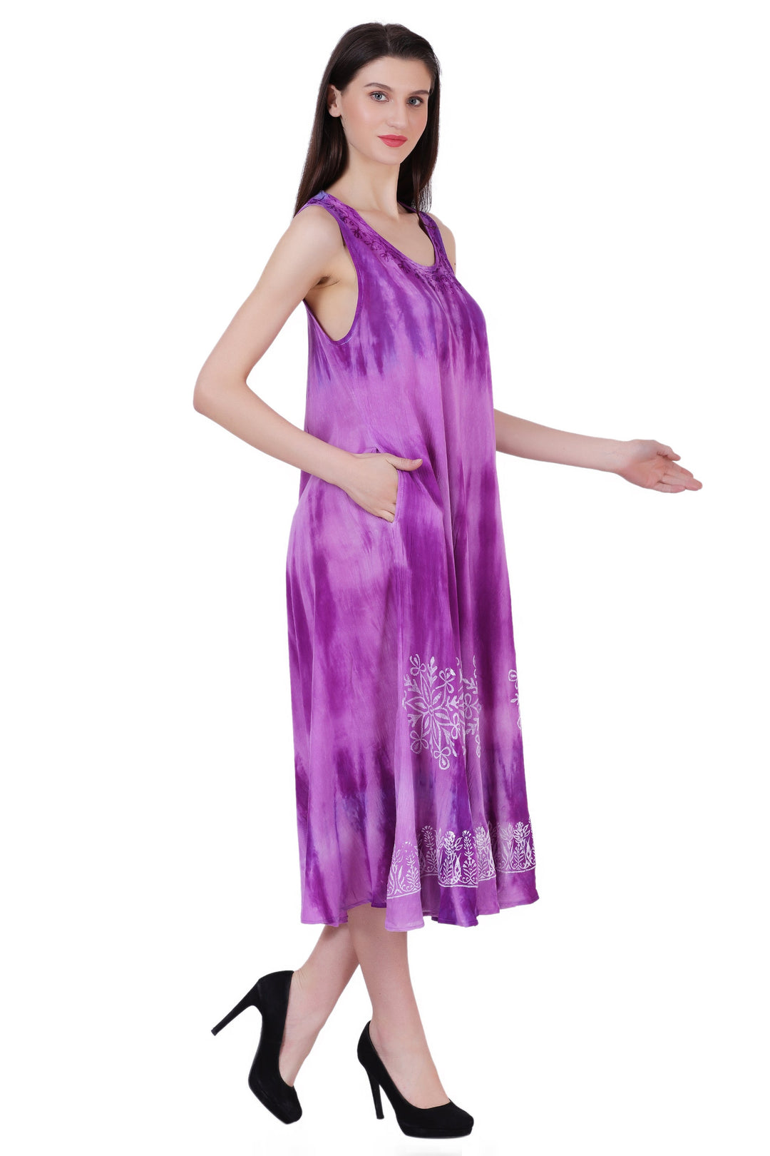 Block Print Tie Dye Maxi Dress 482104