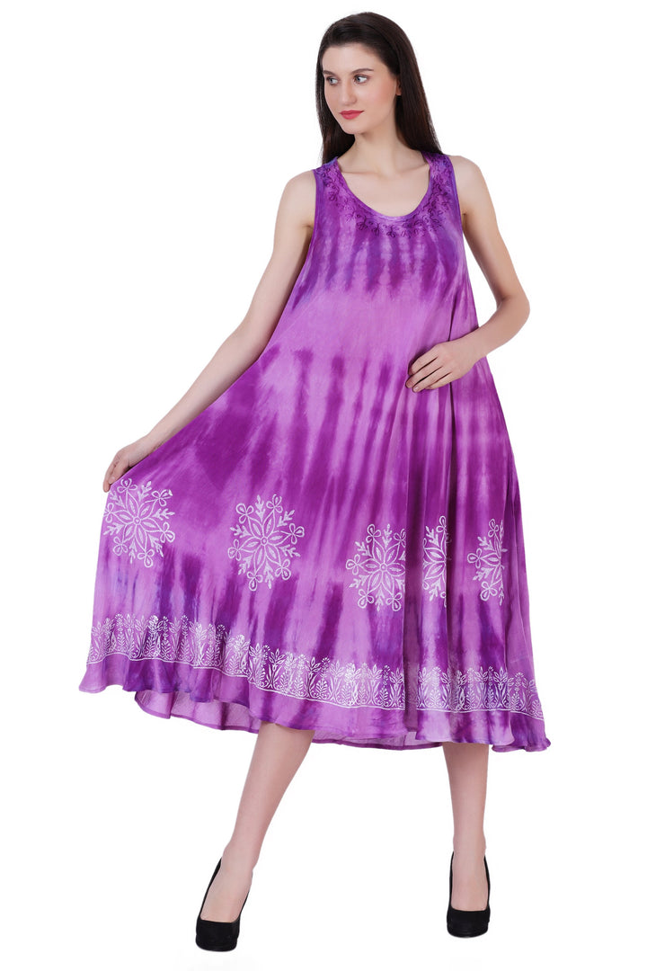 Block Print Tie Dye Maxi Dress 482104