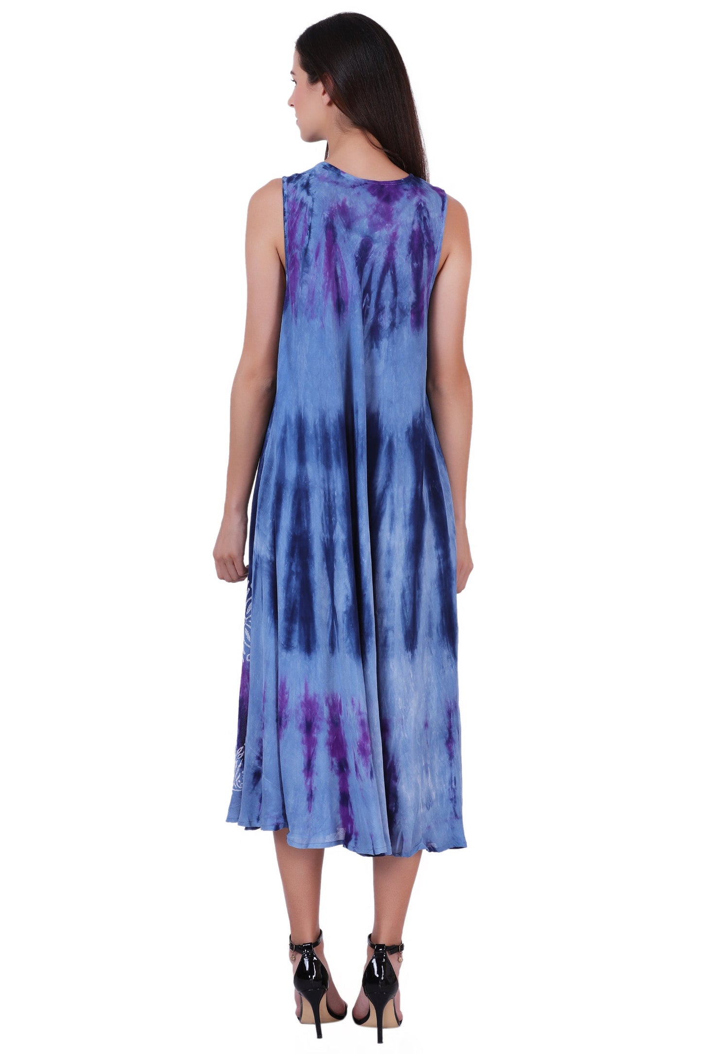 Block Print Tie Dye Maxi Dress 482104