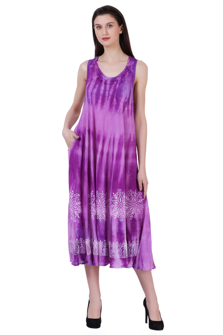 Block Print Tie Dye Maxi Dress 482104