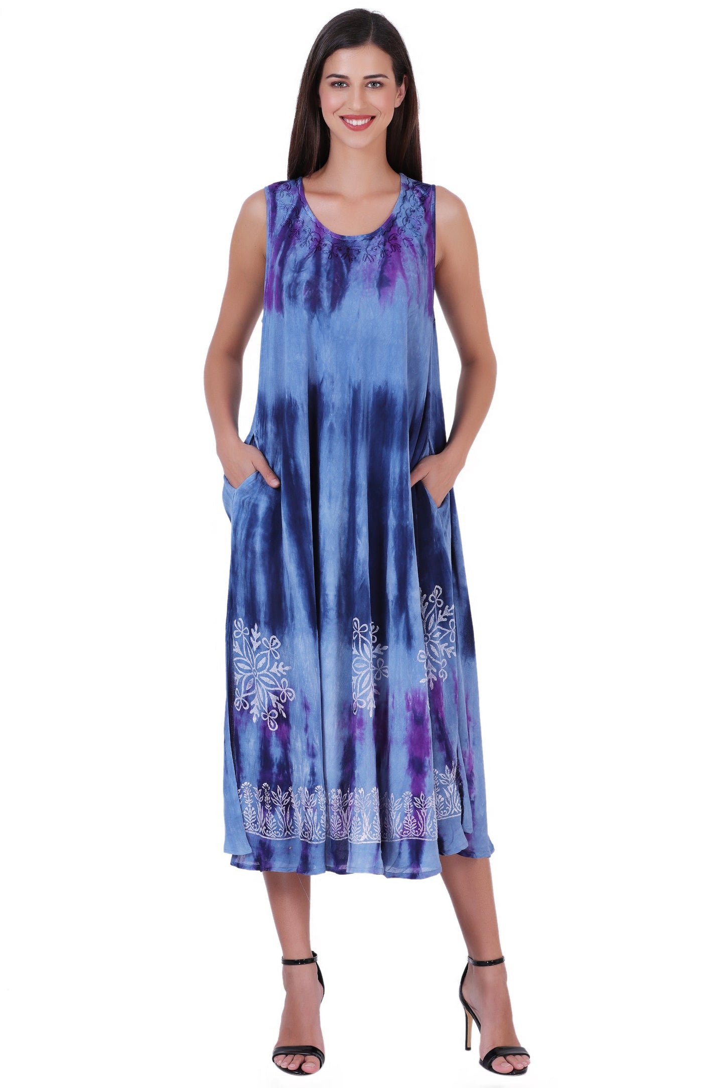 Block Print Tie Dye Maxi Dress 482104