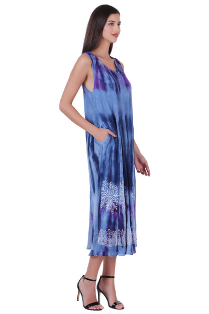 Block Print Tie Dye Maxi Dress 482104