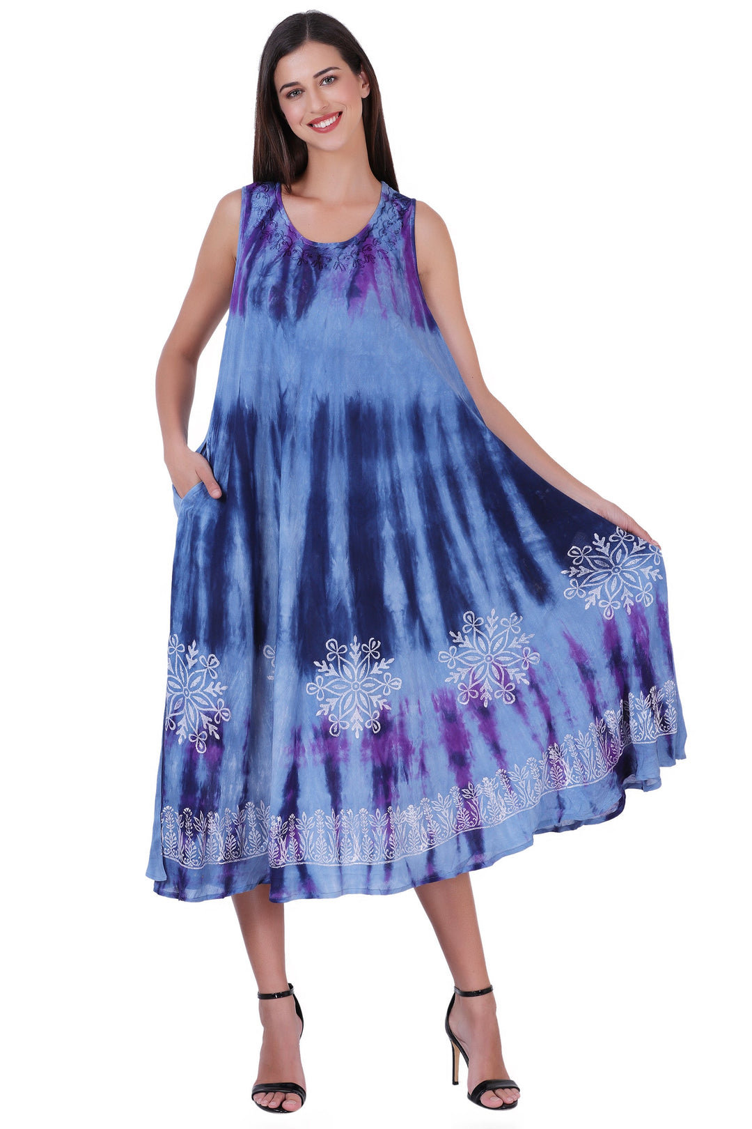 Block Print Tie Dye Maxi Dress 482104