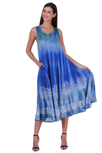 Block Print Tie Dye Maxi Dress 482104