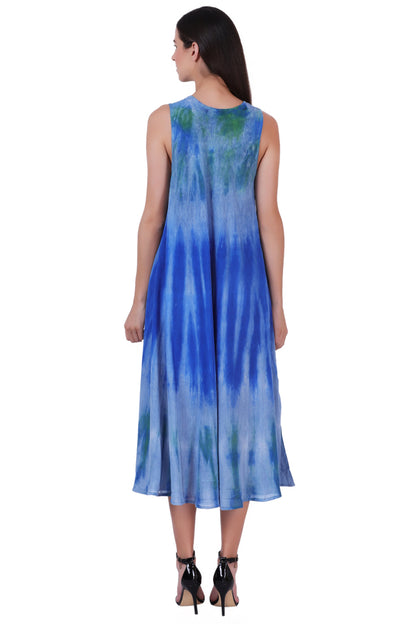 Block Print Tie Dye Maxi Dress 482104