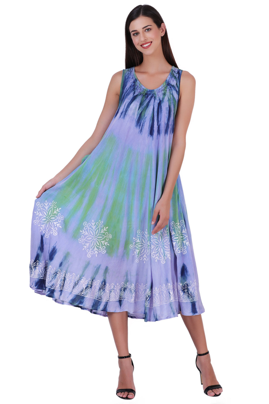 Block Print Tie Dye Maxi Dress 482104