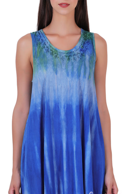 Block Print Tie Dye Maxi Dress 482104