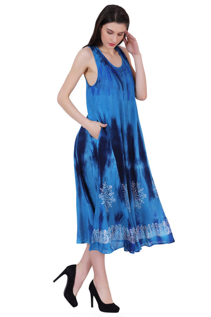 Block Print Tie Dye Maxi Dress 482104