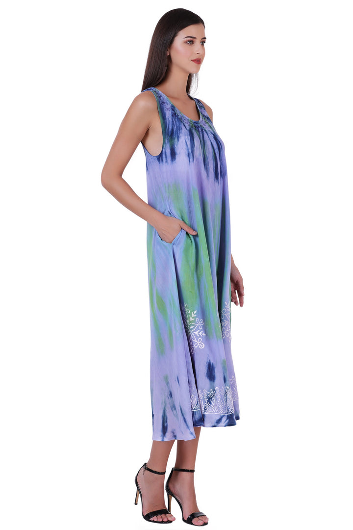 Block Print Tie Dye Maxi Dress 482104