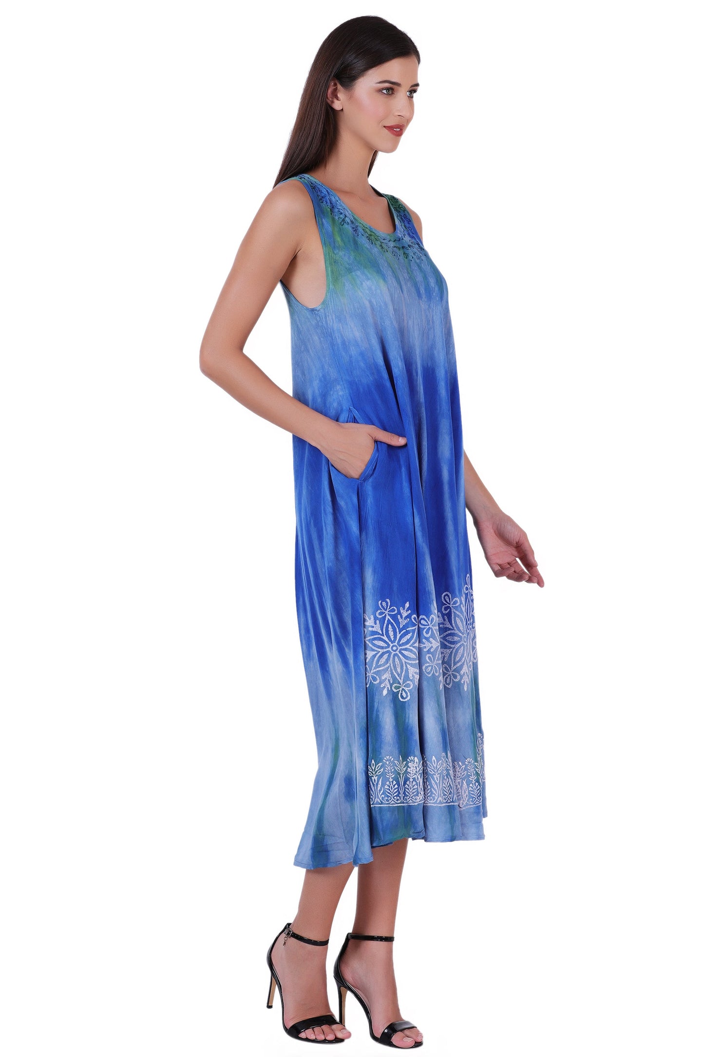 Block Print Tie Dye Maxi Dress 482104