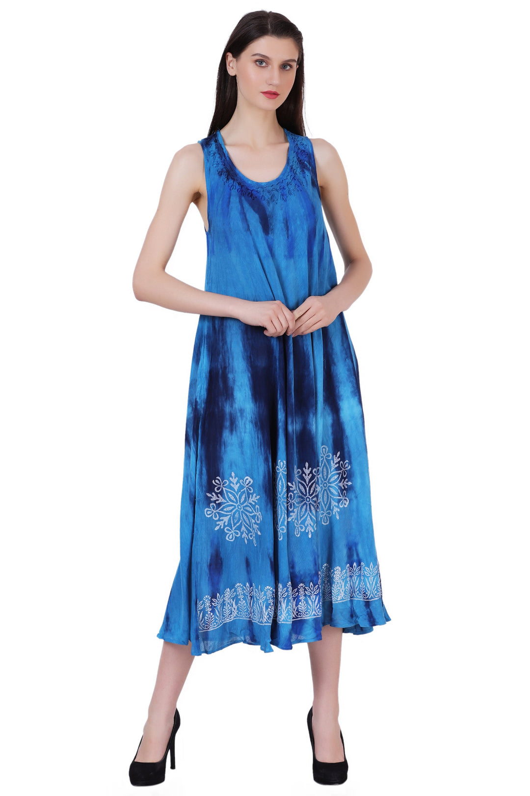 Block Print Tie Dye Maxi Dress 482104