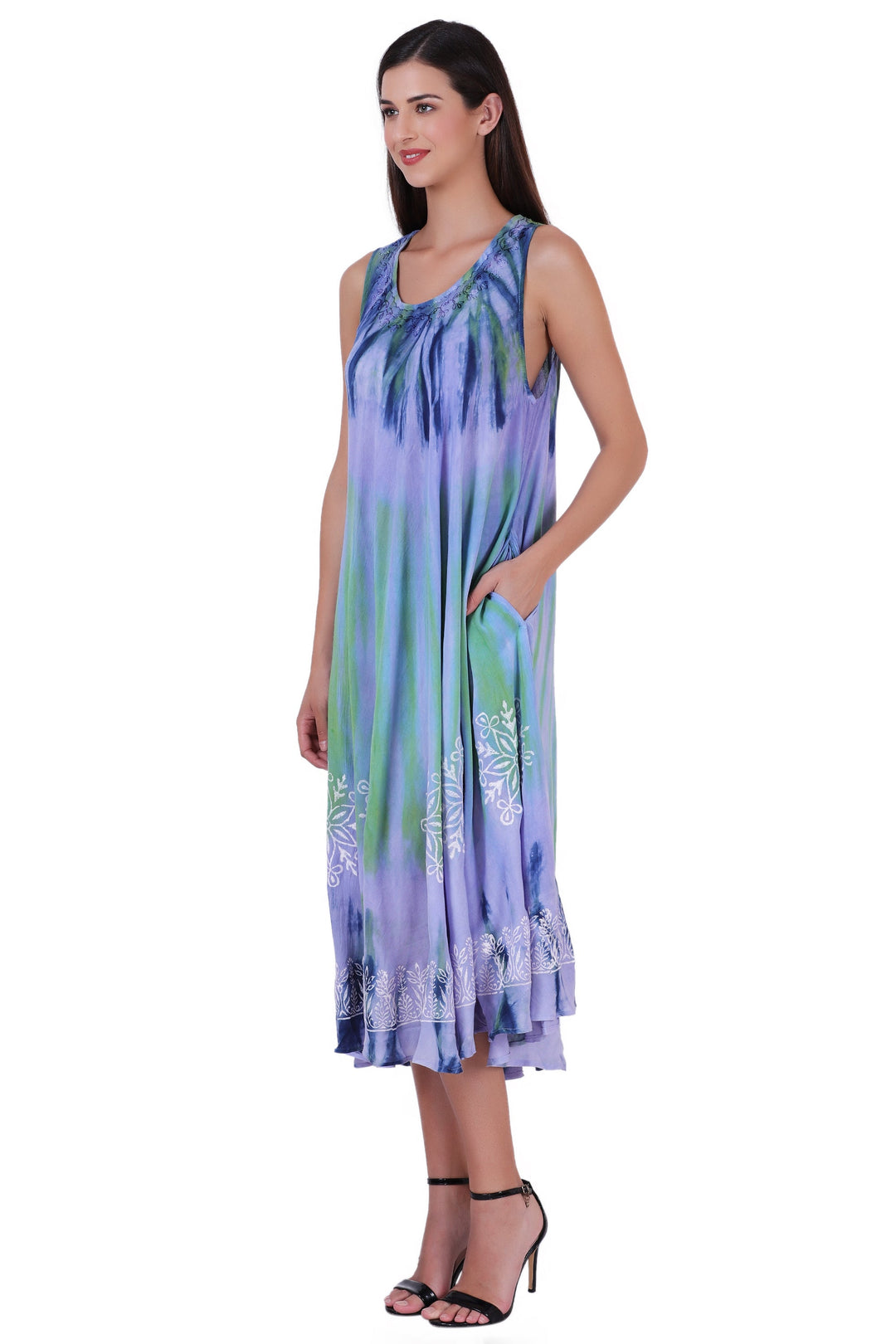 Block Print Tie Dye Maxi Dress 482104