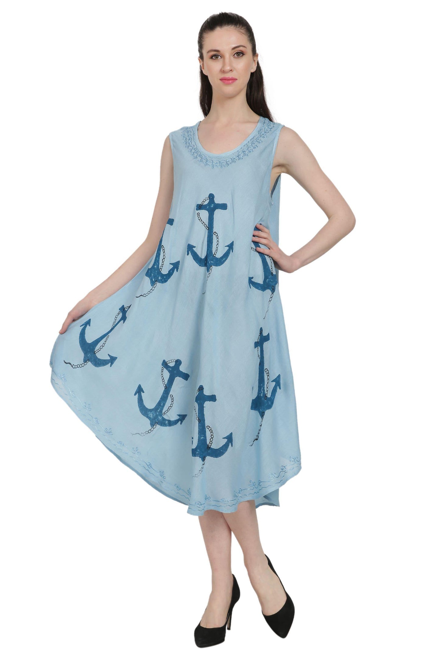 Anchor Print Beach Umbrella Dress UD48-2302