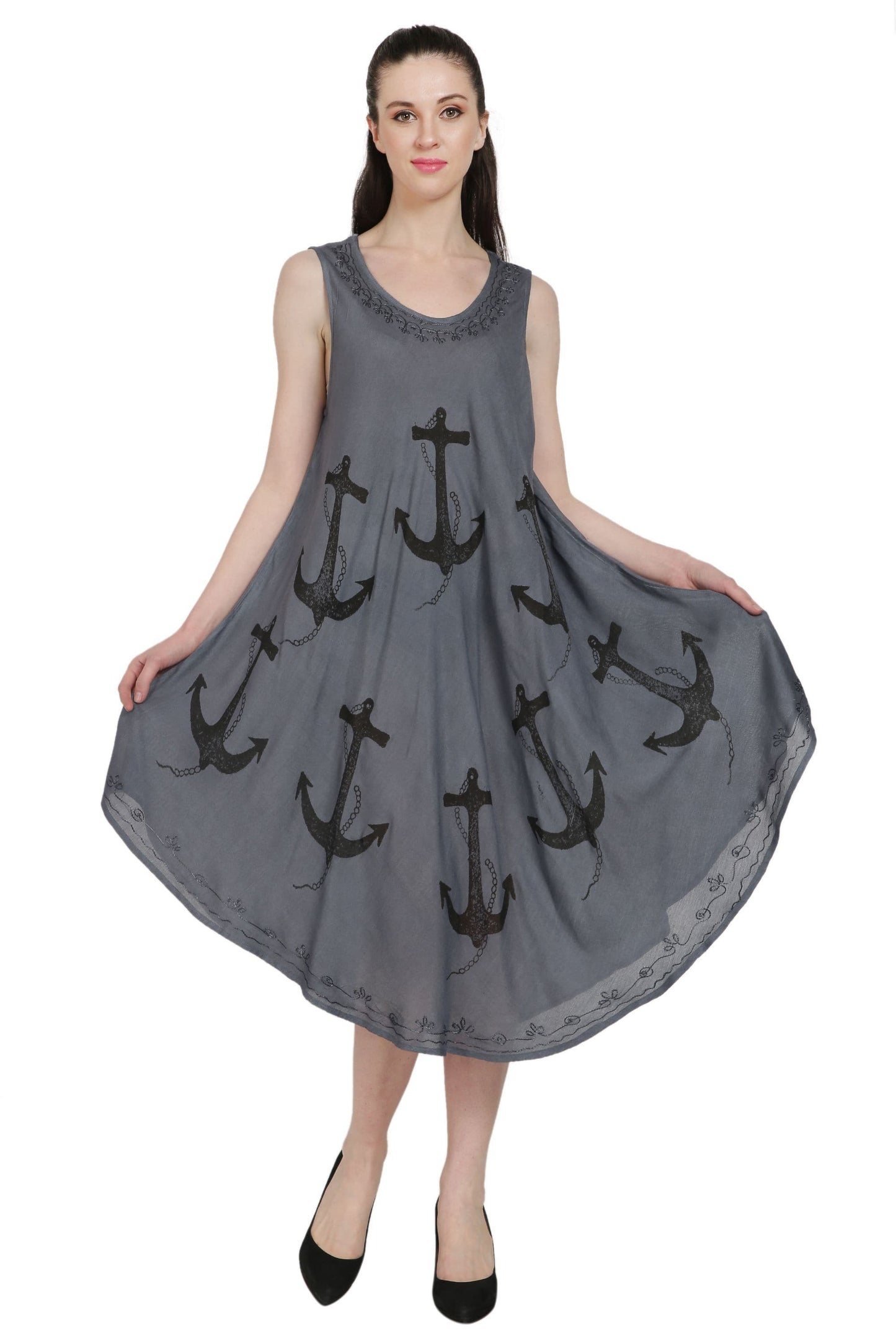 Anchor Print Beach Umbrella Dress UD48-2302