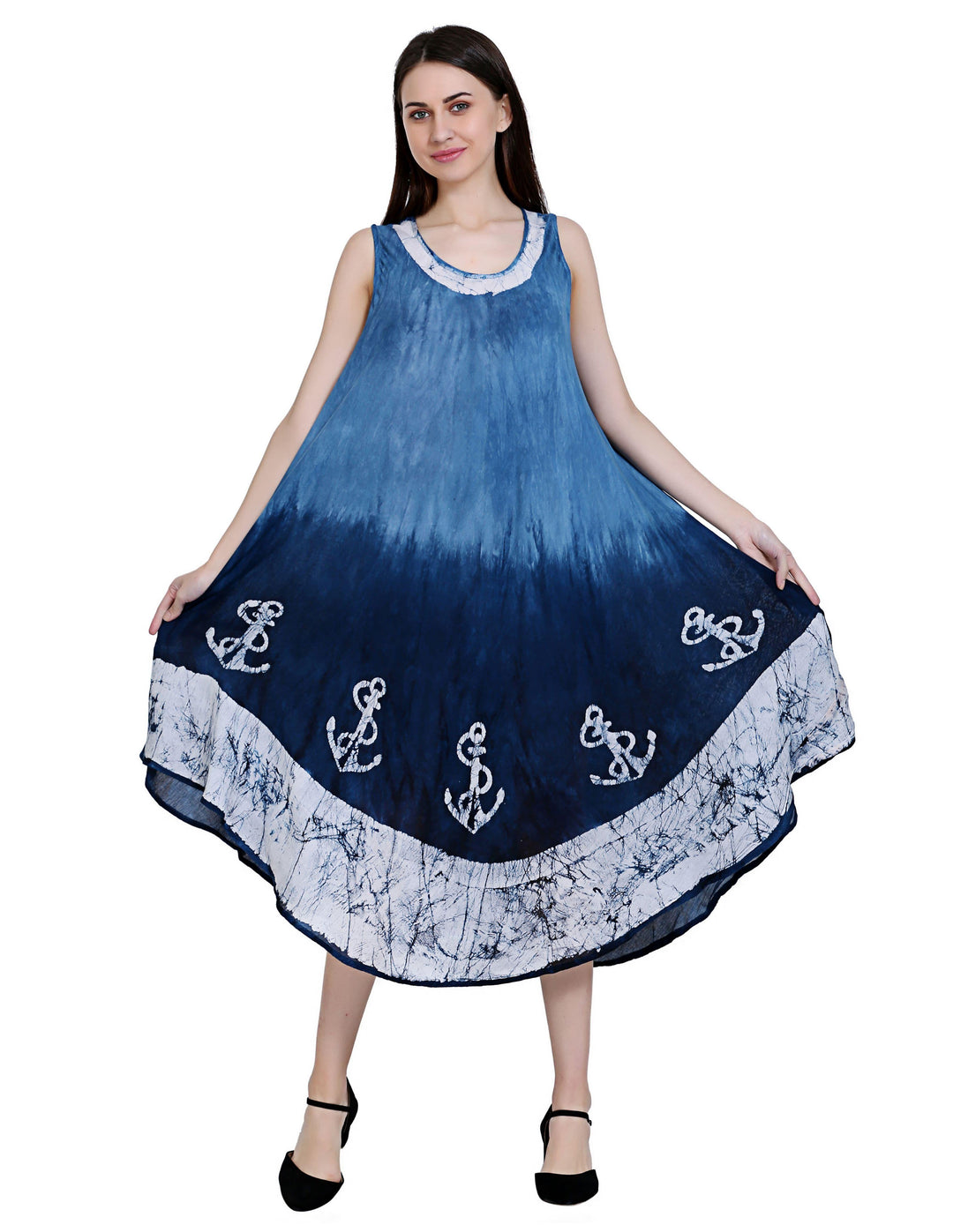 Anchor Print Ombre Tie Dye Dress 19296