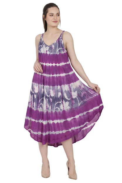 Batik Floral + Tie Dye House Umbrella Dress Dress UD48-2361