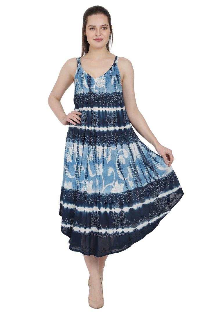 Batik Floral + Tie Dye House Umbrella Dress Dress UD48-2361