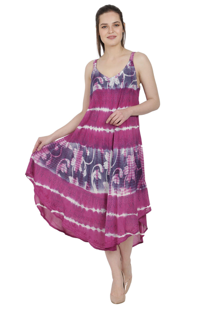 Batik Floral + Tie Dye House Umbrella Dress Dress UD48-2361