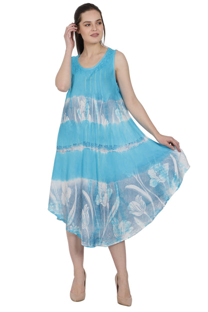 Batik Floral Tie Dye Beach Dress UD48-2308