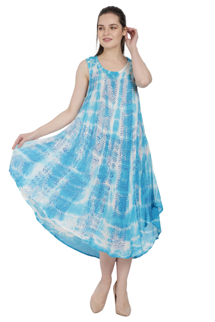 Block Print Tie Dye House Umbrella Dress UD48-2309