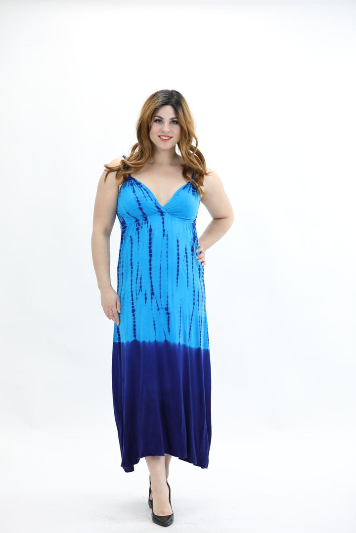 2 Tone Spandex Tie Dye Maxi Dress SPD444 - Advance Apparels Inc