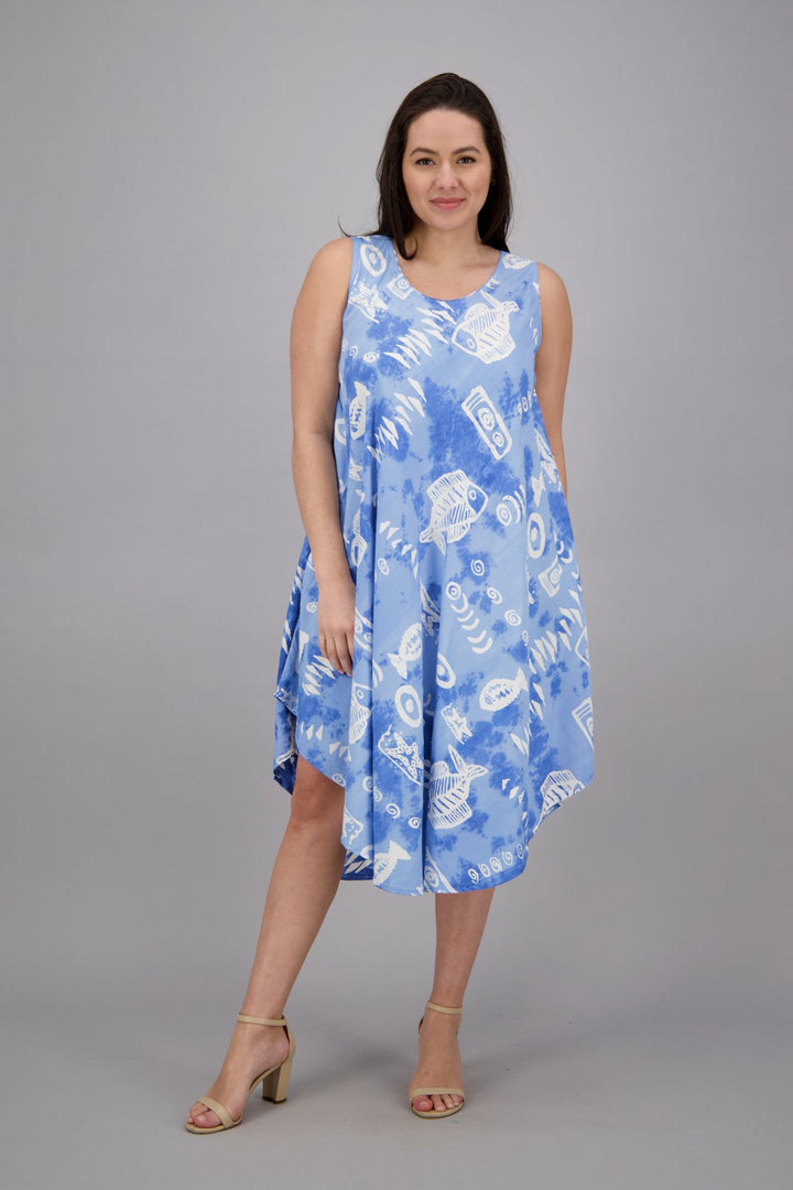 Fish Print Beach Dress Rayon 17146