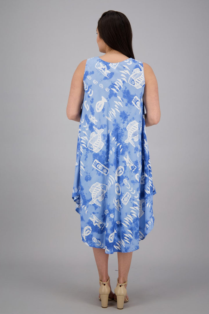 Fish Print Beach Dress Rayon 17146