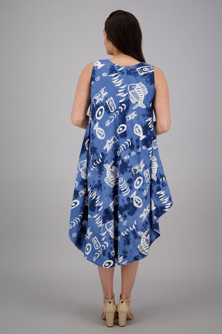 Fish Print Beach Dress Rayon 17146