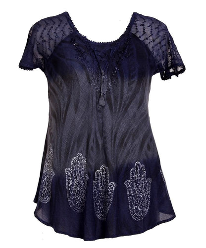 Hamsa Print Ombre Tie Dye Blouse 18715