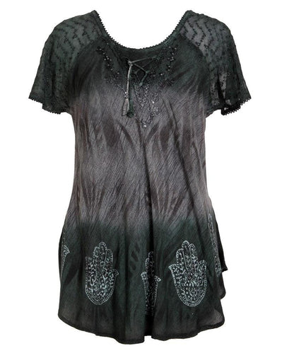 Hamsa Print Ombre Tie Dye Blouse 18715