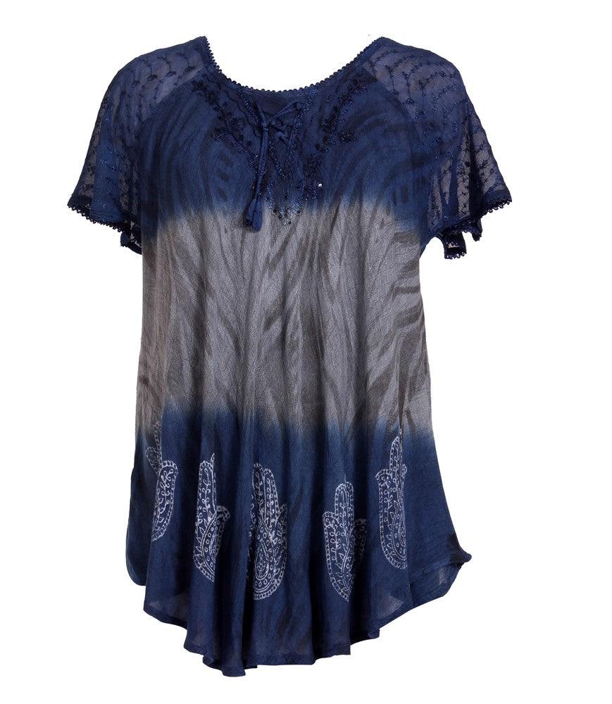 Hamsa Print Ombre Tie Dye Blouse 18715