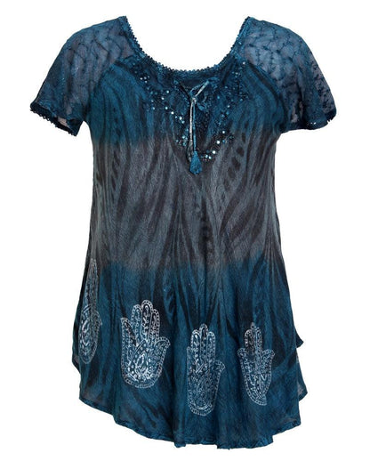 Hamsa Print Ombre Tie Dye Blouse 18715