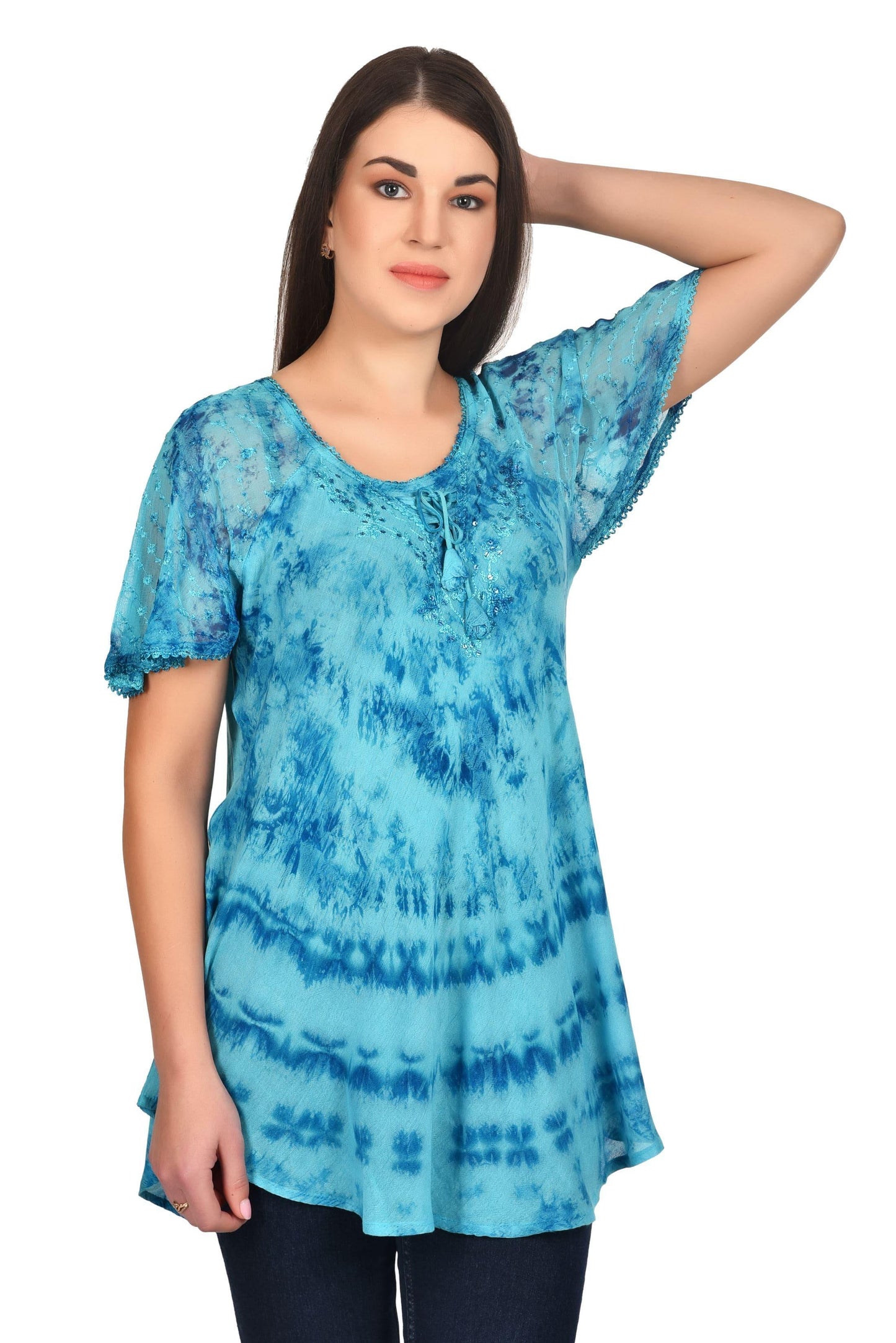 Kauai Tie Dye Cap Sleeve Blouse 19212