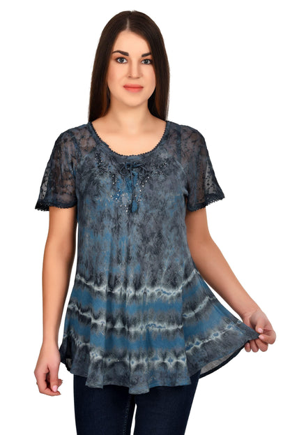 Kauai Tie Dye Cap Sleeve Blouse 19212