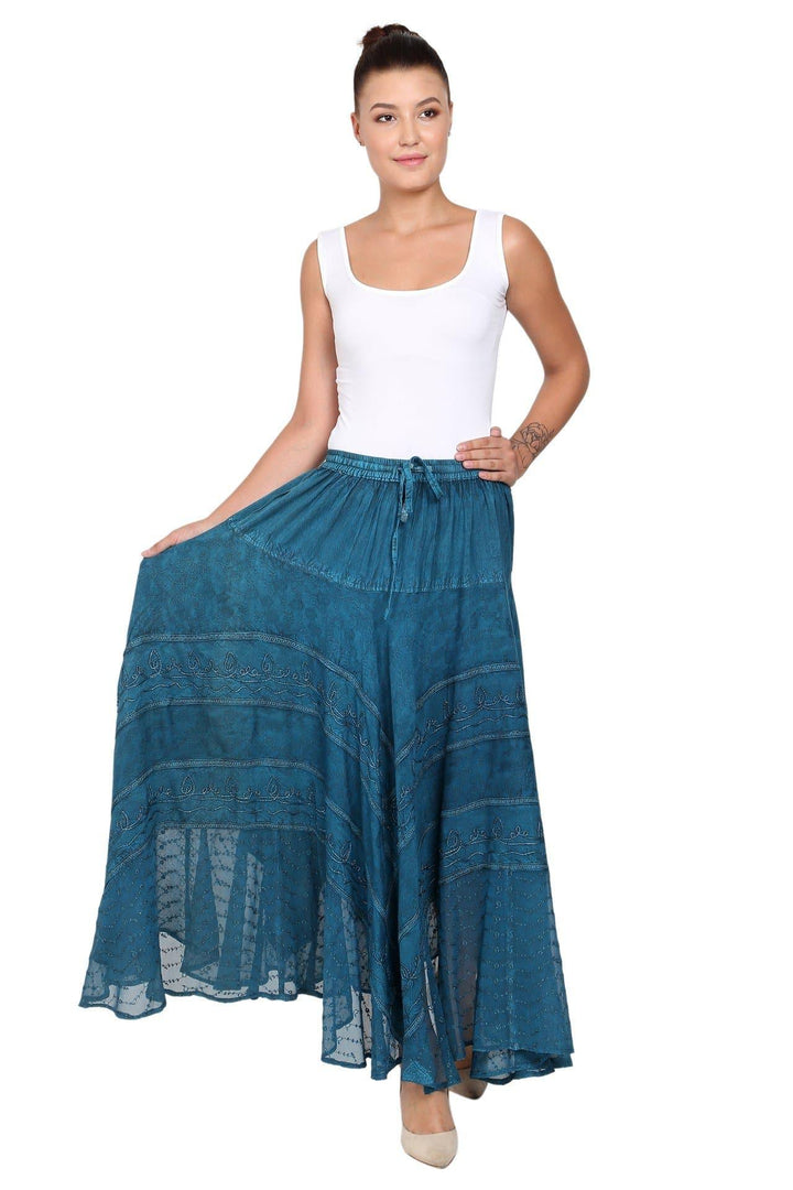 Long Acid Wash Skirt 13222