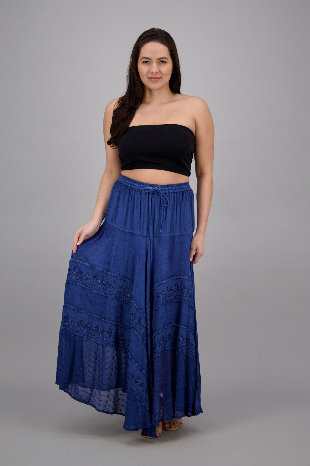 Long Acid Wash Skirt 13222