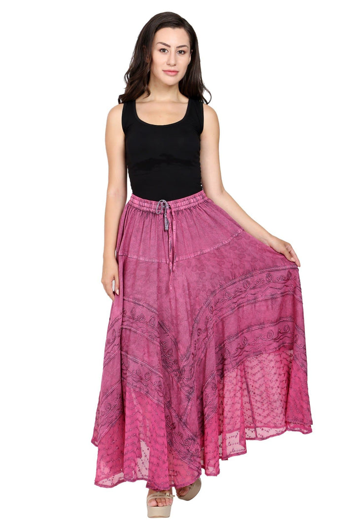 Long Acid Wash Skirt 13222