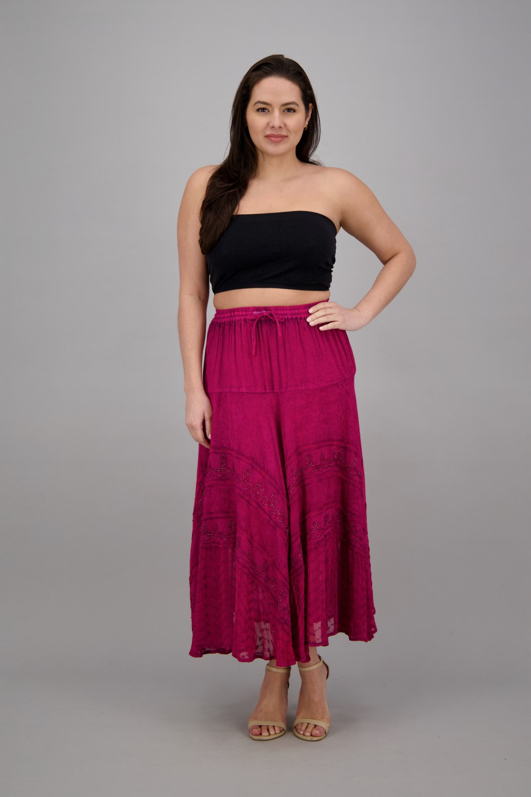 Long Acid Wash Skirt 13222