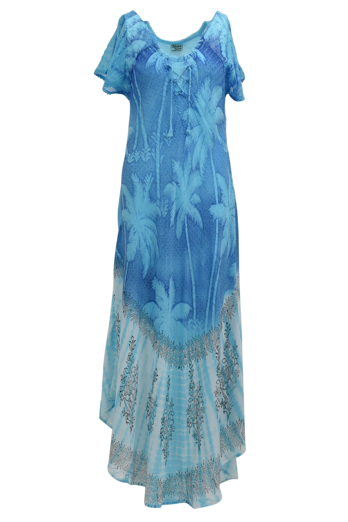 Palm Tree Block Print Tie Dye Dress 18603