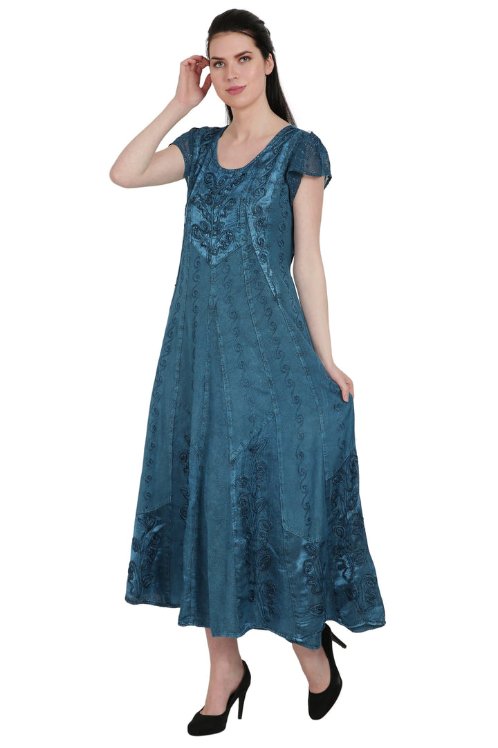 Renaissance Inspired Cap Sleeve Acid Wash Dress ADL-20323