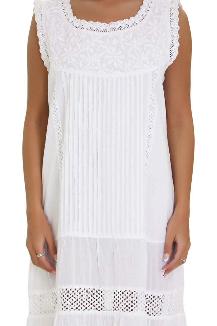 Sleeveless White Embroidered Dress WD-21111