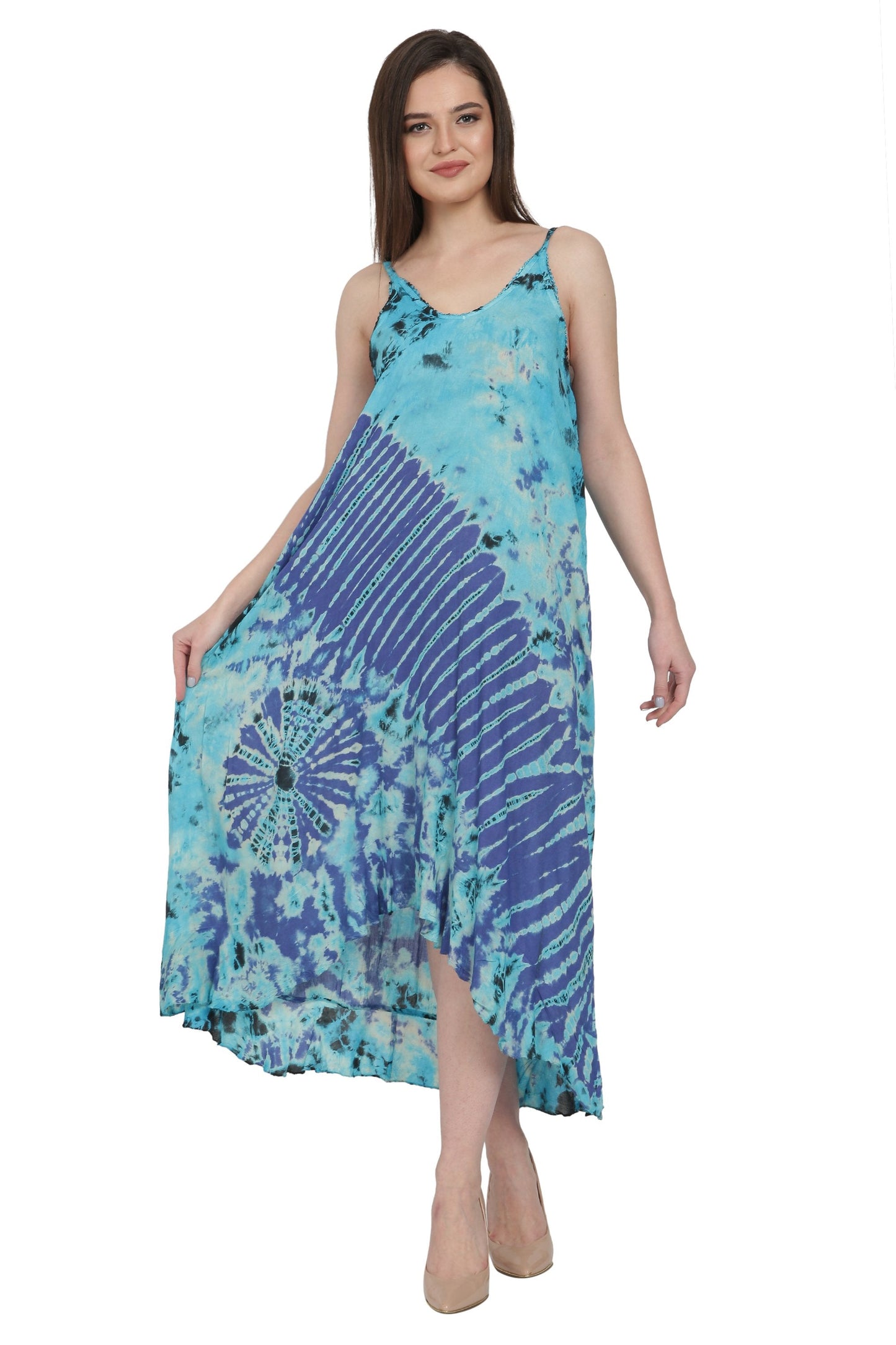 Spaghetti Strap Tie Dye Beach Dress TD-831